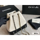  CHANEL Aged Calfskin Quilted Gabrielle Backpack in Black and White