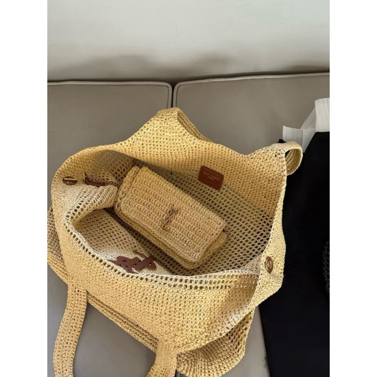 Saint Laurent Icare Crochet Raffia Tote Bag Saint Laurent