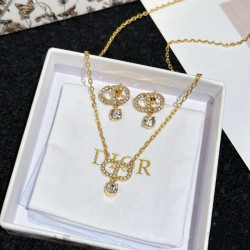 Luxury Christian DIOR Diamond Necklace&Bracelet Set
