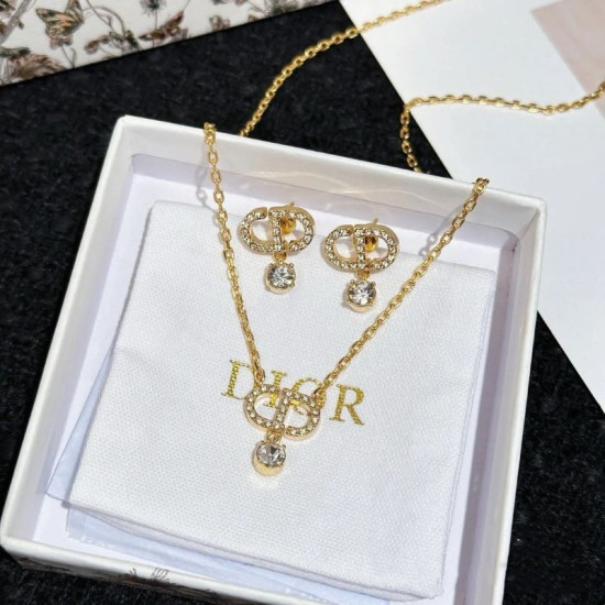 Luxury Christian DIOR Diamond Necklace&Bracelet Set