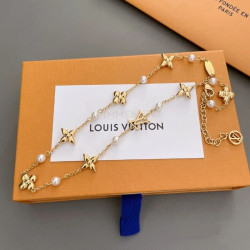 LV Necklace Gold Pearl Fashion Jewelry