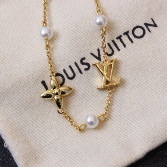 LV Necklace Gold Pearl Fashion Jewelry