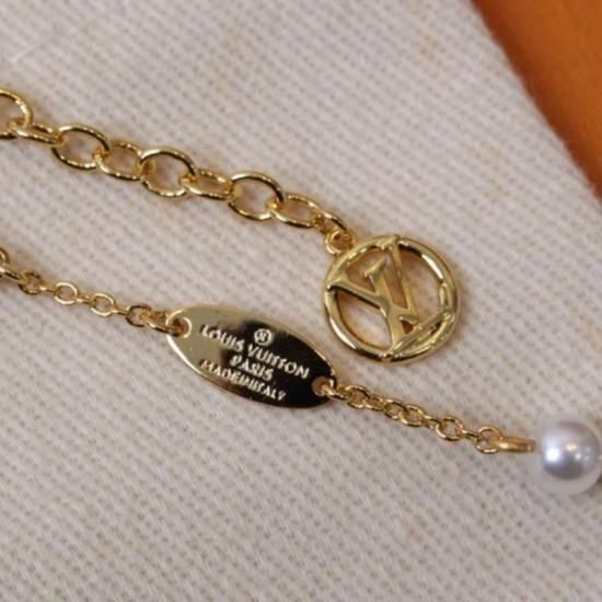 LV Necklace Gold Pearl Fashion Jewelry