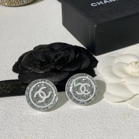 Chanel Resin Glitter CC Earrings