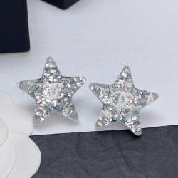 Chanel Resin Glitter Star CC Earrings