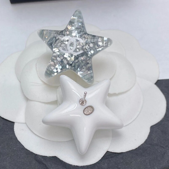 Chanel Resin Glitter Star CC Earrings