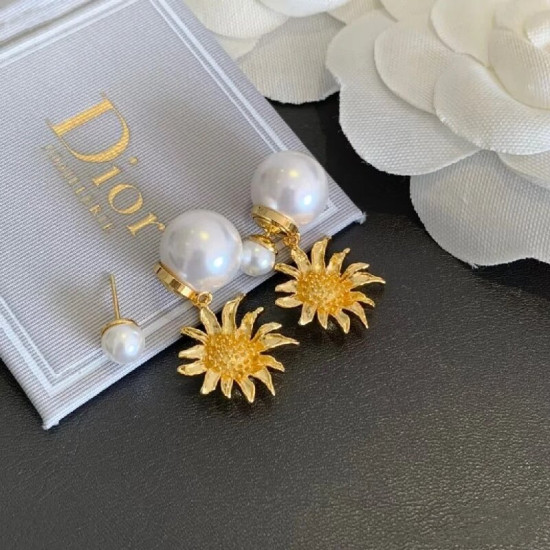Dior Sunflower Pearl Earrings