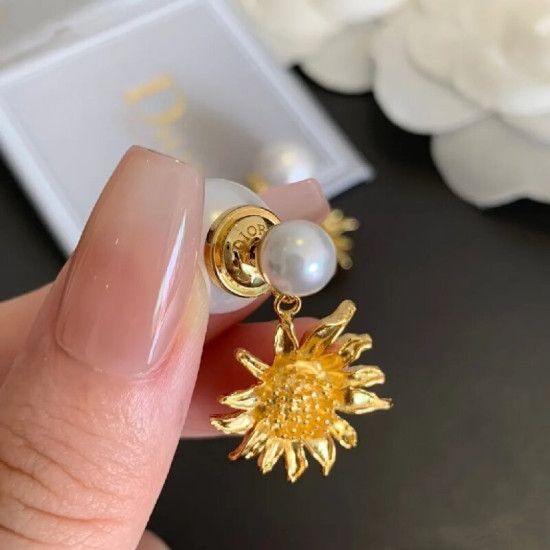 Dior Sunflower Pearl Earrings