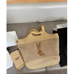 Saint Laurent Icare Crochet Raffia Tote Bag Saint Laurent