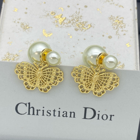 Dior Luxury Butterfly Pearl Earrings